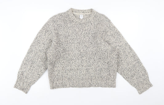 John Lewis Women Grey Chunky Knit Wool Pullover Jumper Size 12