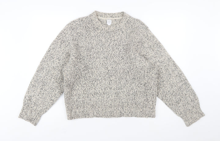 John Lewis Women Grey Chunky Knit Wool Pullover Jumper Size 12