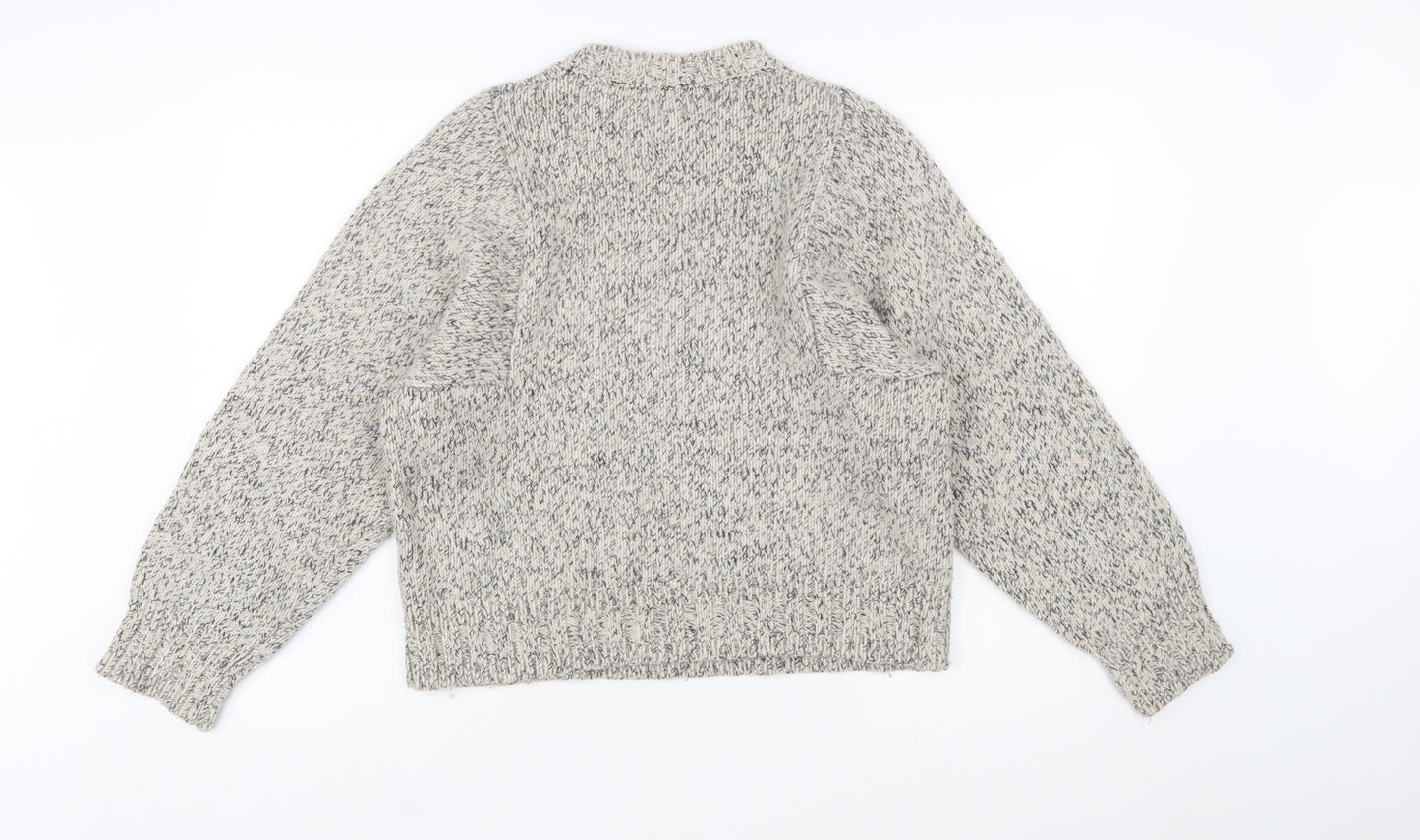 John Lewis Women Grey Chunky Knit Wool Pullover Jumper Size 12