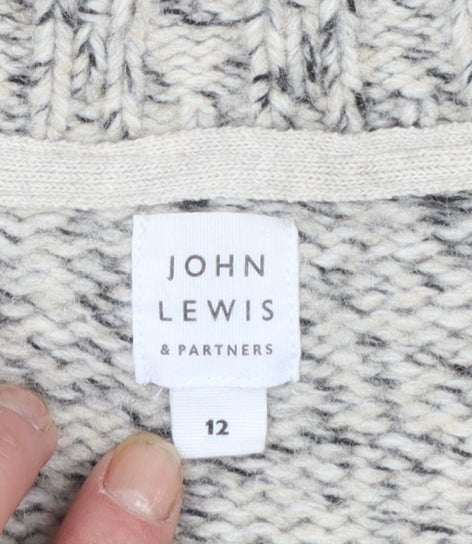 John Lewis Women Grey Chunky Knit Wool Pullover Jumper Size 12