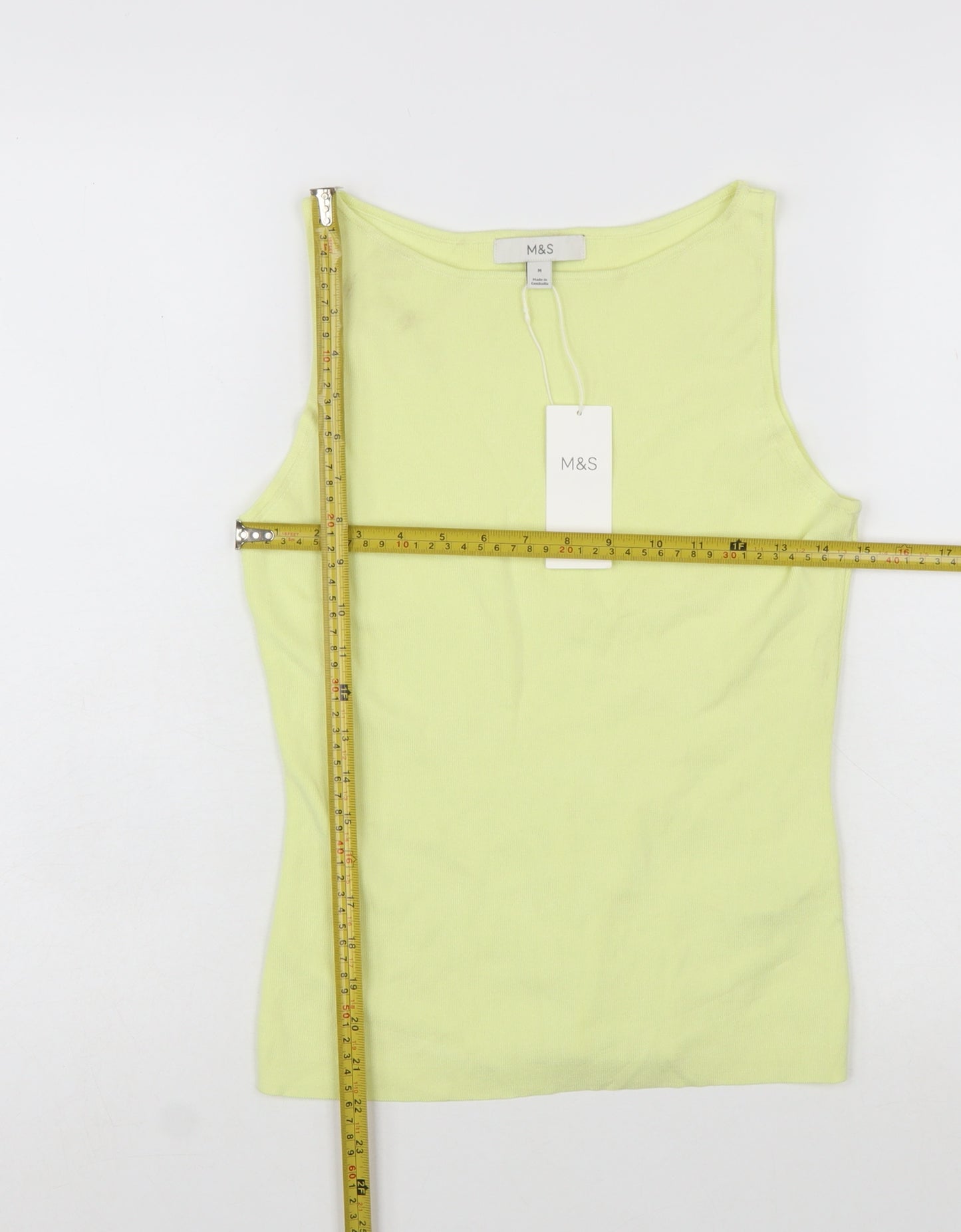Marks and Spencer Women’s Yellow Tank Top Size M Basic Knit