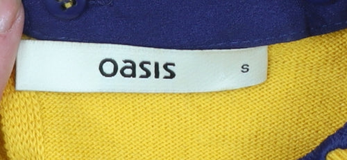 Oasis Women Yellow Collared Long Sleeve Knit Jumper Size S