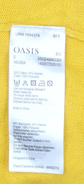 Oasis Women Yellow Collared Long Sleeve Knit Jumper Size S