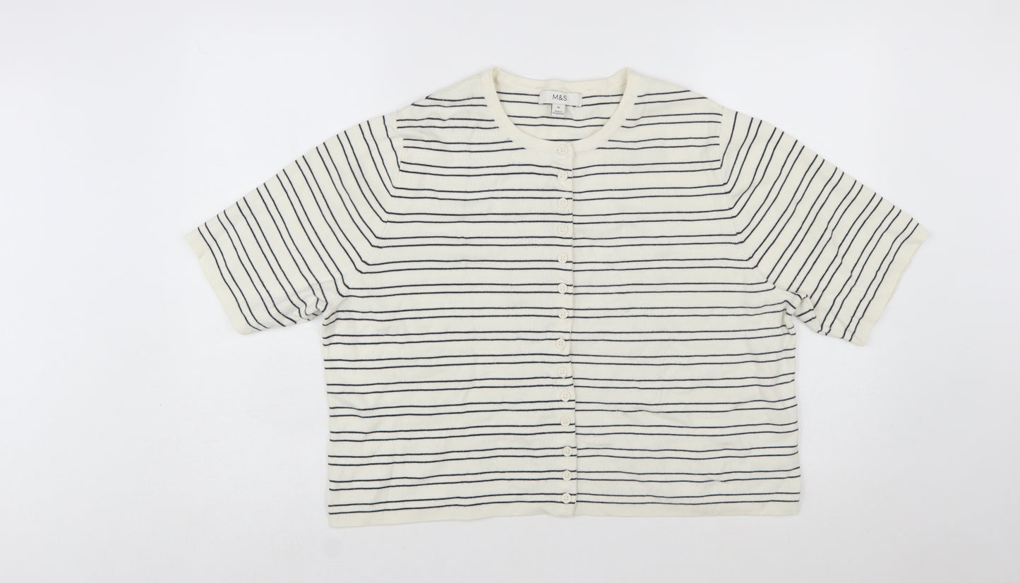 Marks and Spencer Women’s Ivory Striped Knit Cardigan XL