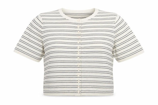 Front view of Marks & Spencer Women’s Ivory Striped Knit Cardigan XL