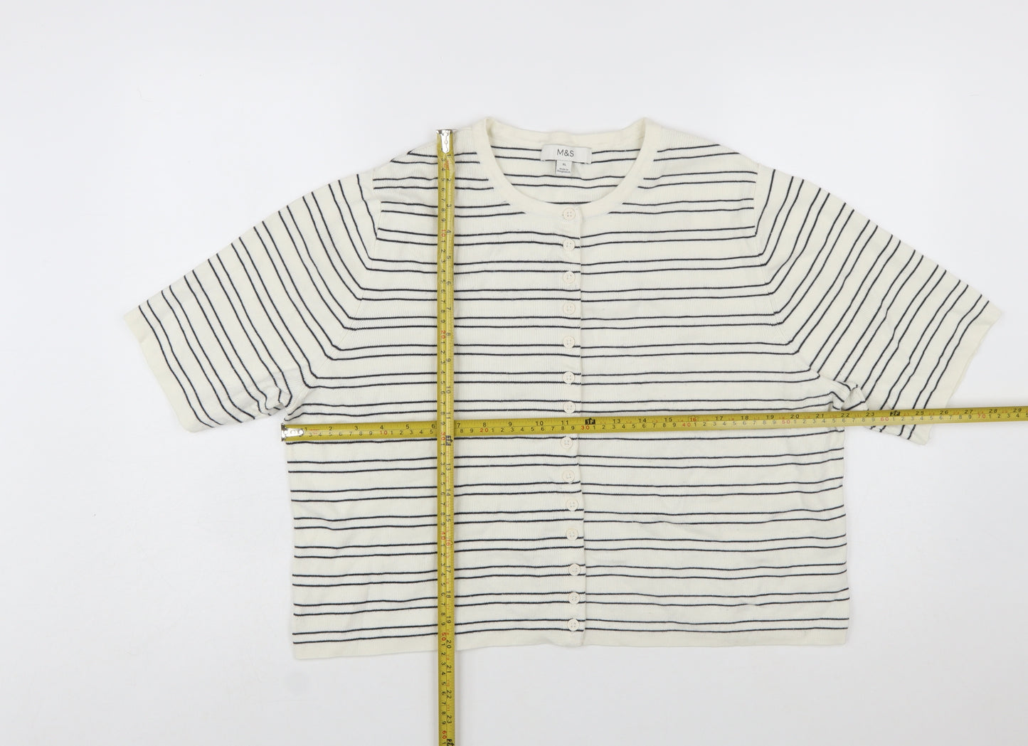 Marks and Spencer Women’s Ivory Striped Knit Cardigan XL
