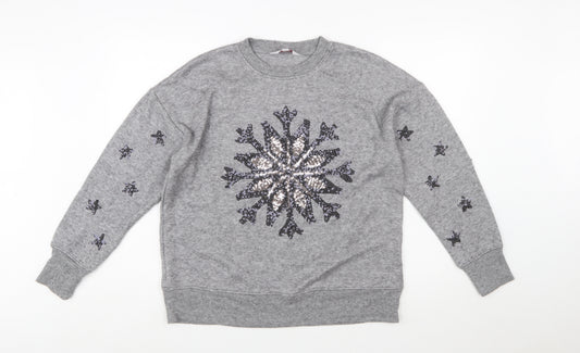 Next Women's Grey Sequin Snowflake Christmas Jumper Size L