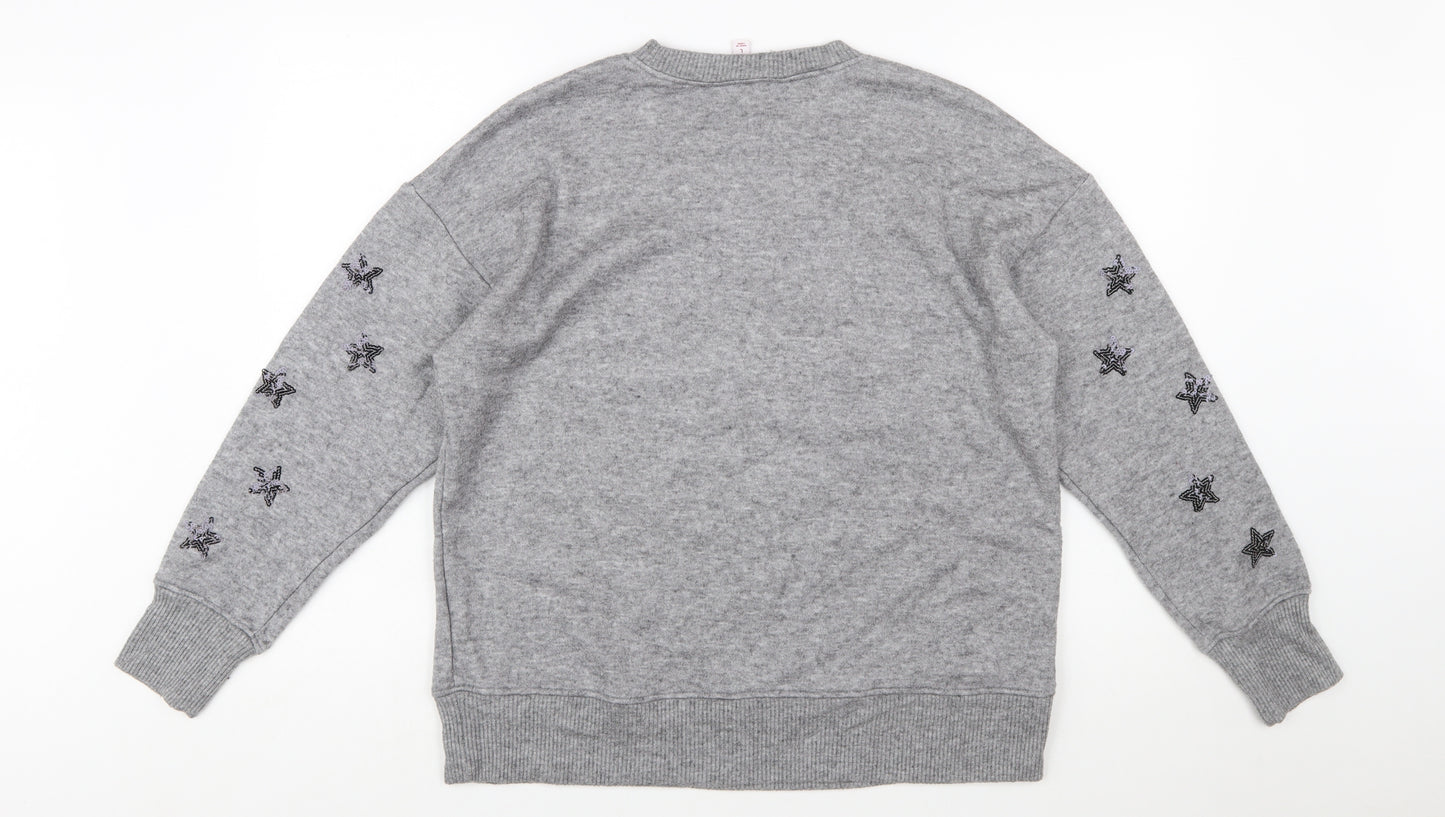 Next Women's Grey Sequin Snowflake Christmas Jumper Size L