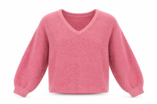 Front view of Marks & Spencer Women’s Pink V-Neck Pullover Sweater XS