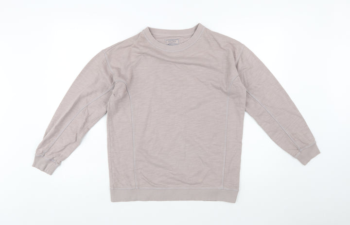 Fat Face Women Beige Small Pullover Sweatshirt Crew Neck Cotton