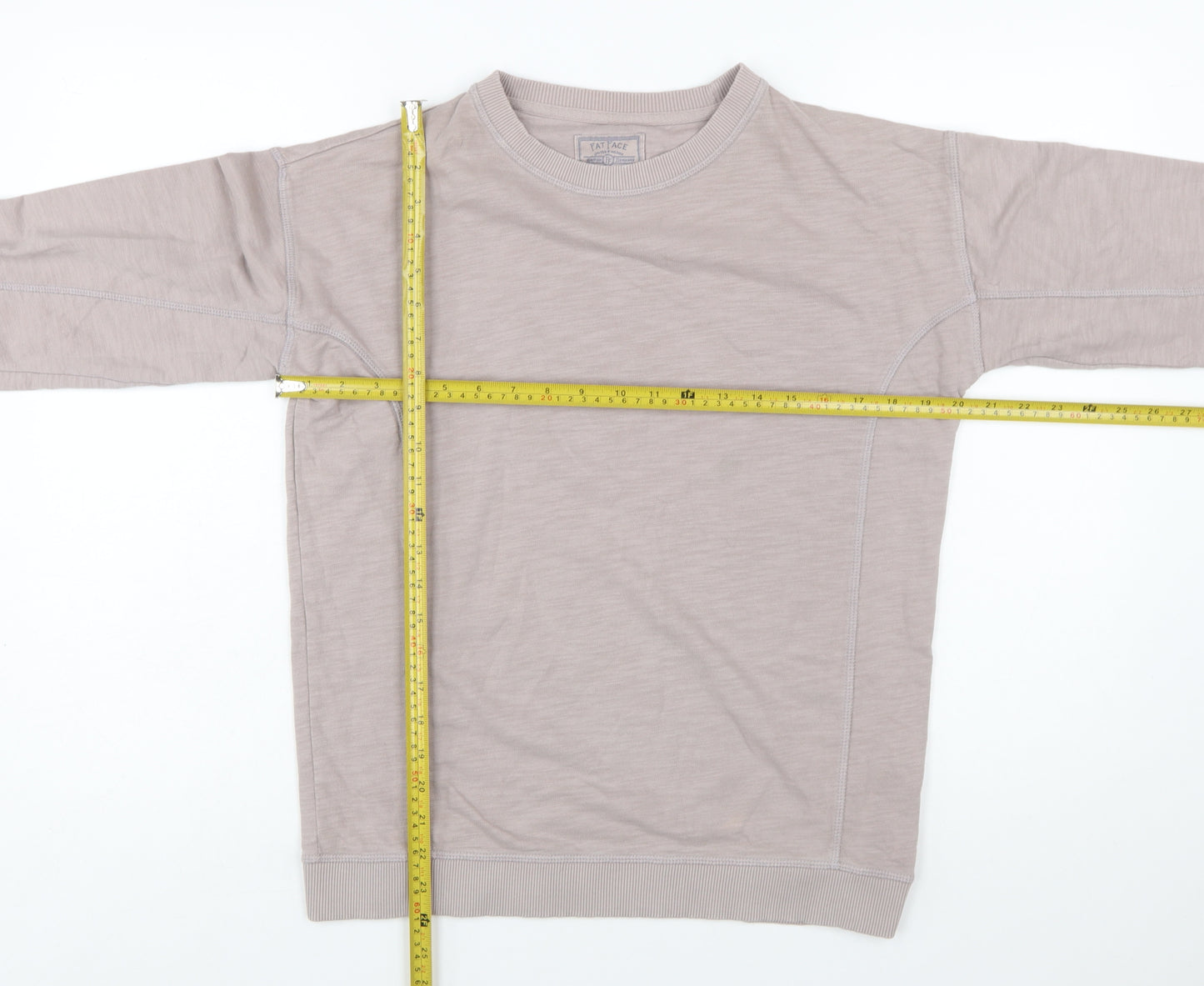 Fat Face Women Beige Small Pullover Sweatshirt Crew Neck Cotton