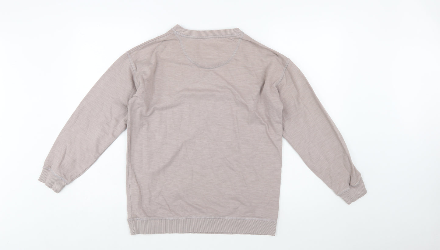 Fat Face Women Beige Small Pullover Sweatshirt Crew Neck Cotton