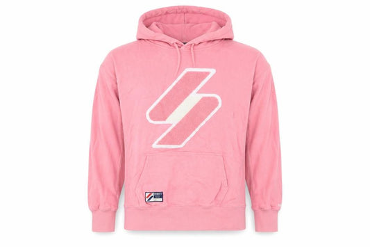 Front view of Superdry Women's Pink Pullover Hoodie M