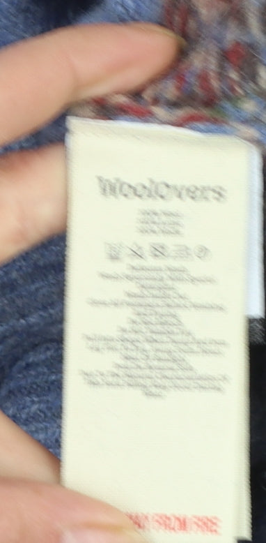 WoolOvers Women Blue Fair Isle Wool Cashmere Cardigan L