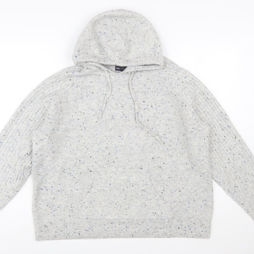 Marks and Spencer Women’s Grey Hooded Chunky Knit Pullover Jumper Size L