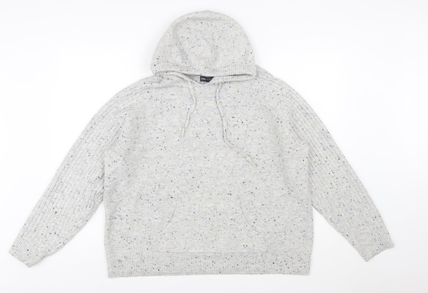 Marks and Spencer Women’s Grey Hooded Chunky Knit Pullover Jumper Size L