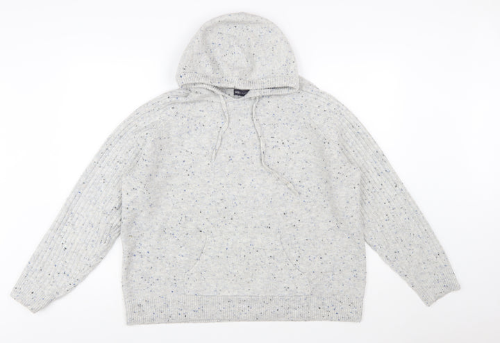 Marks and Spencer Women’s Grey Hooded Chunky Knit Pullover Jumper Size L