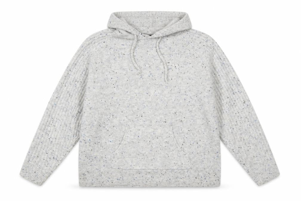 Front view of Marks & Spencer Women’s Grey Hooded Chunky Knit jumper, size L