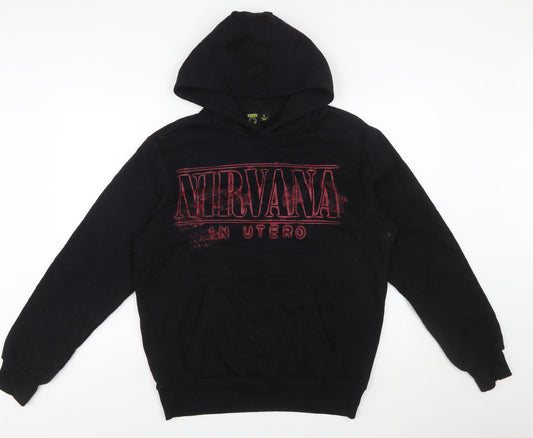 Primark Nirvana Men's Black Pullover Hoodie S Graphic Print