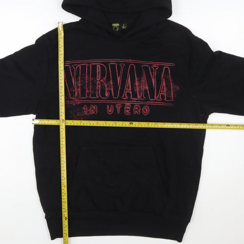 Primark Nirvana Men's Black Pullover Hoodie S Graphic Print