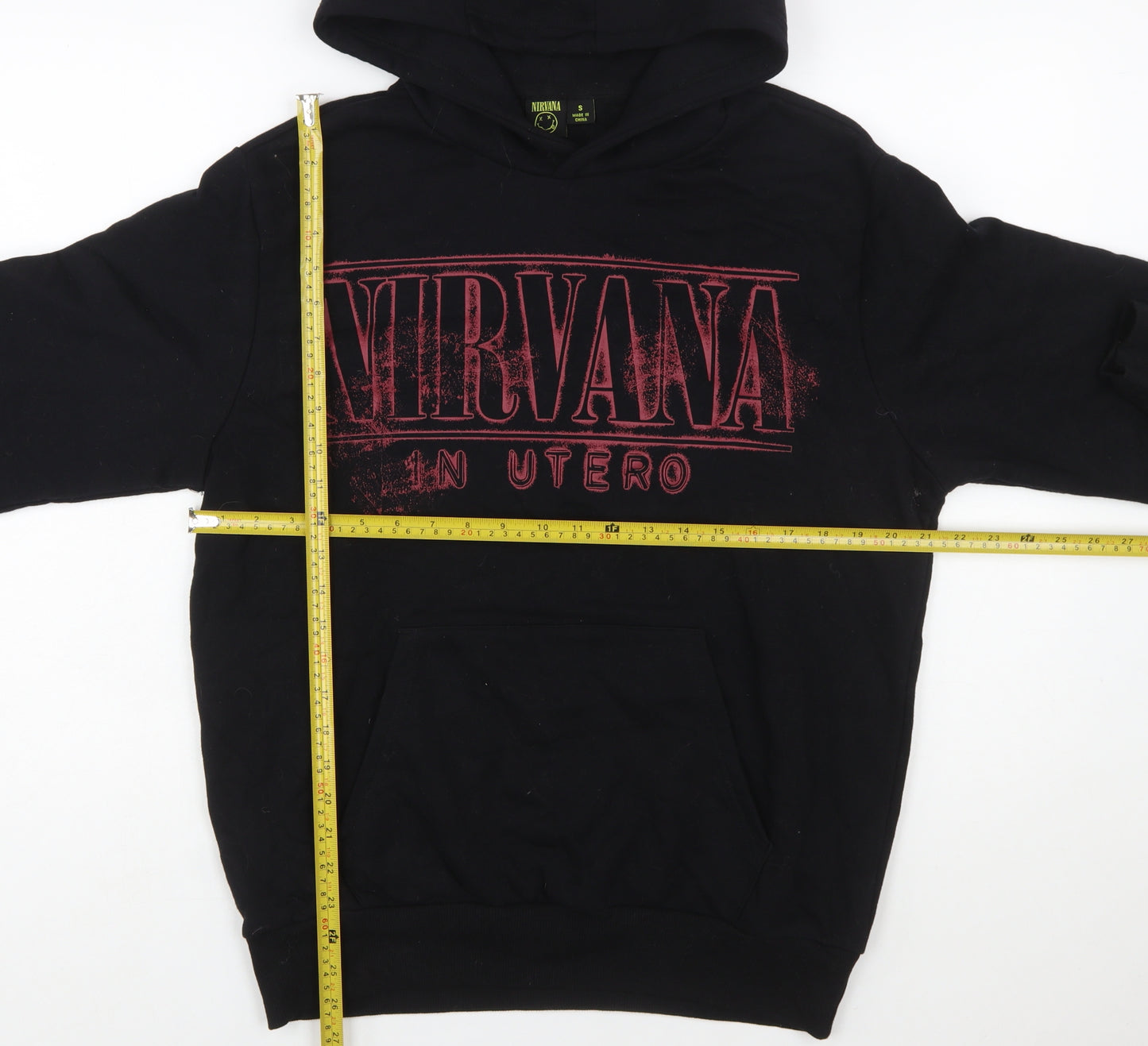 Primark Nirvana Men's Black Pullover Hoodie S Graphic Print