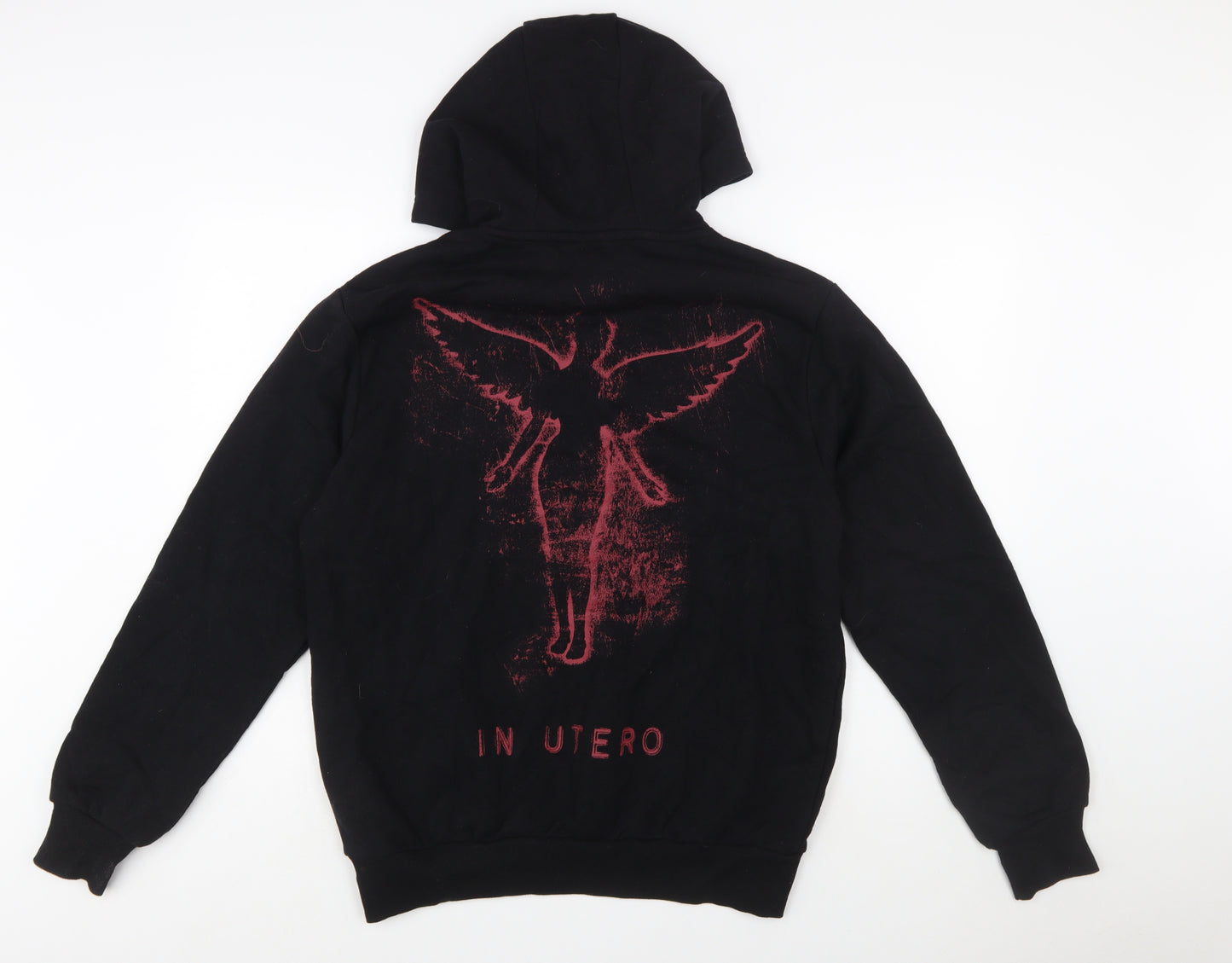 Primark Nirvana Men's Black Pullover Hoodie S Graphic Print