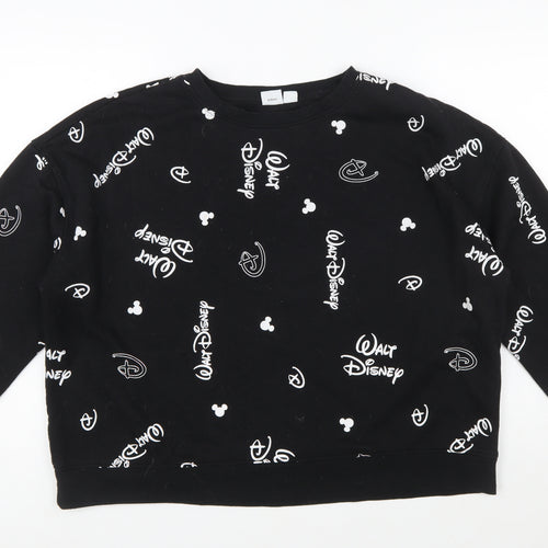 Disney Women’s Black Walt Disney Logo Sweatshirt XL Casual Pullover