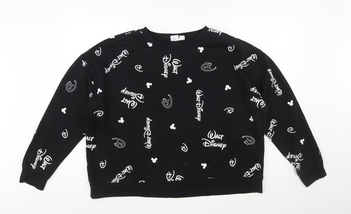 Disney Women’s Black Walt Disney Logo Sweatshirt XL Casual Pullover
