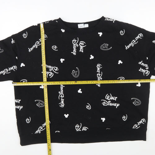 Disney Women’s Black Walt Disney Logo Sweatshirt XL Casual Pullover