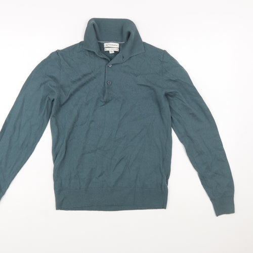 Marks and Spencer Autograph Men's Green Merino Wool Henley Jumper Size S