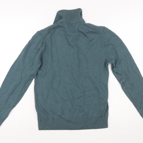 Marks and Spencer Autograph Men's Green Merino Wool Henley Jumper Size S