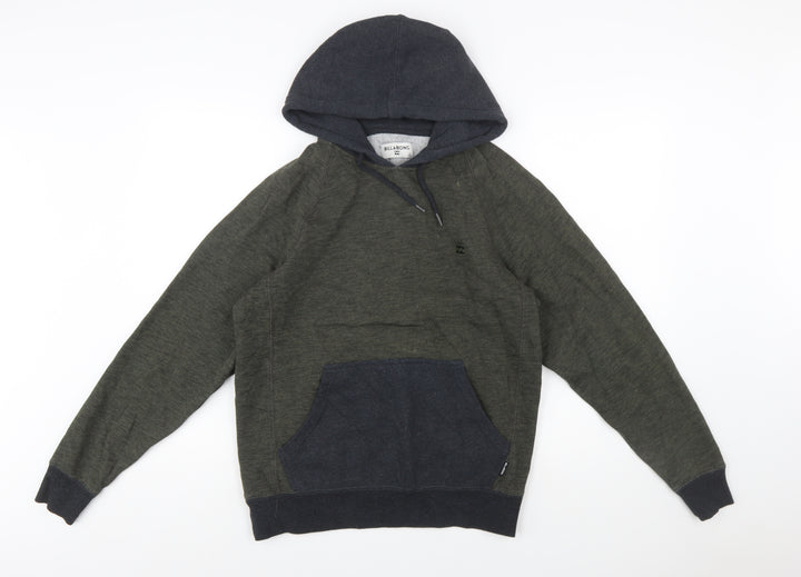 Billabong Men's Green Pullover Hoodie Size S Fleece Cotton Blend