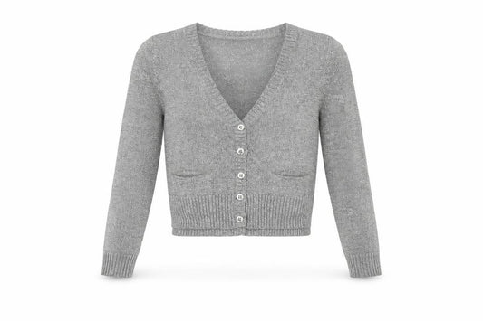 Front view of Whistles Women Silver Knit V-Neck Long Sleeve Cardigan, size 10