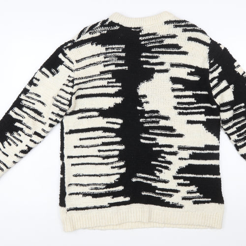 ZARA Women’s Black & Beige Chunky Knit Pullover Jumper Size 12