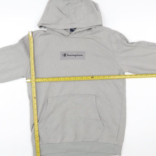 Champion Boys Grey Pullover Hoodie XL 13-14 Years Cotton Blend Logo Print