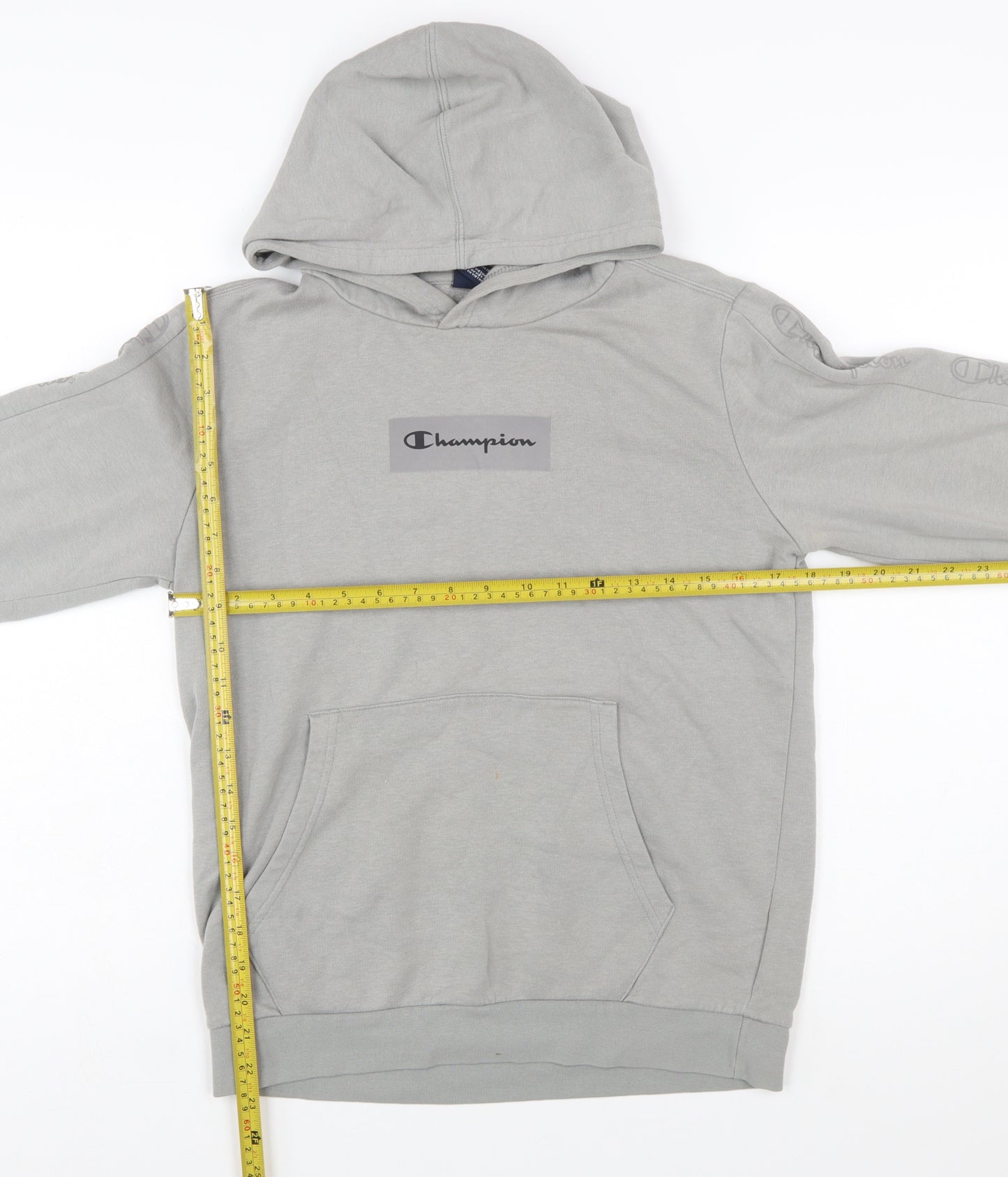 Champion Boys Grey Pullover Hoodie XL 13-14 Years Cotton Blend Logo Print