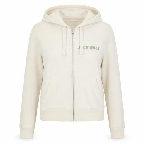 Jack Wills Womens Beige Full Zip Hoodie UK 10 Cotton Blend Casual