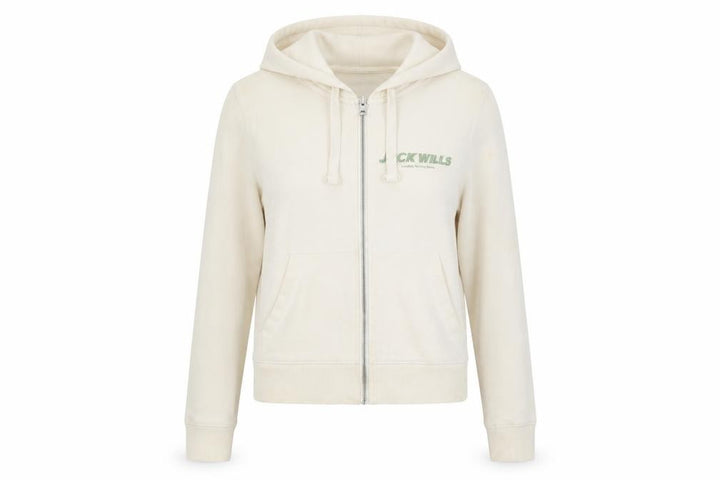 Jack Wills Womens Beige Full Zip Hoodie UK 10 Cotton Blend Casual