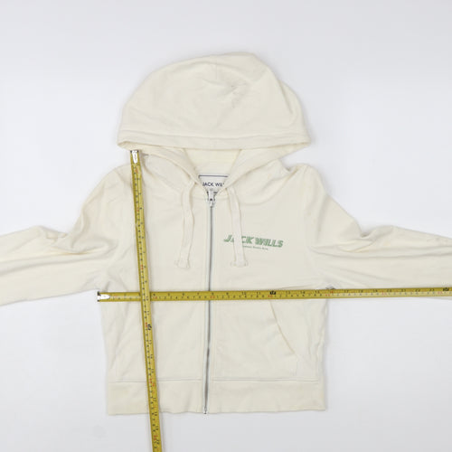 Jack Wills Womens Beige Full Zip Hoodie UK 10 Cotton Blend Casual