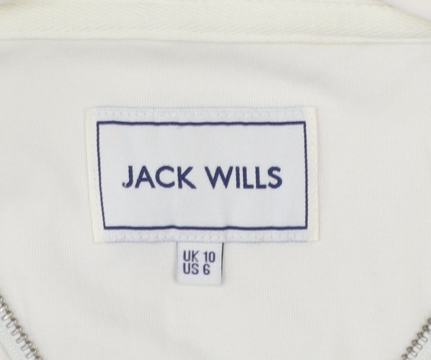 Jack Wills Womens Beige Full Zip Hoodie UK 10 Cotton Blend Casual