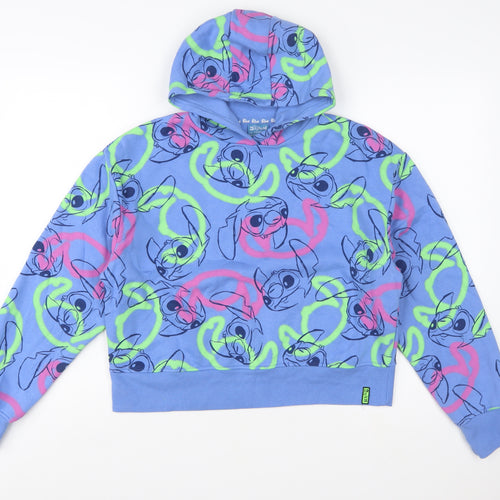 Primark Girls Blue Stitch Pullover Hoodie 13-14 Years Fleece Disney Lilo & Stitch
