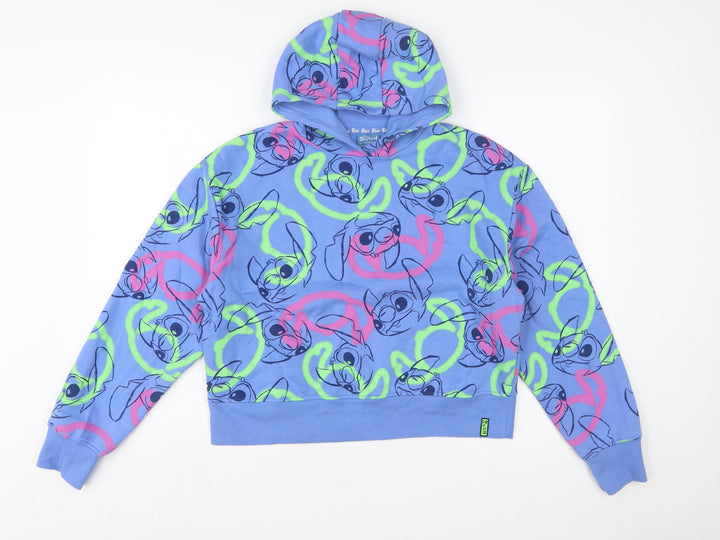 Primark Girls Blue Stitch Pullover Hoodie 13-14 Years Fleece Disney Lilo & Stitch