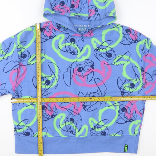 Primark Girls Blue Stitch Pullover Hoodie 13-14 Years Fleece Disney Lilo & Stitch