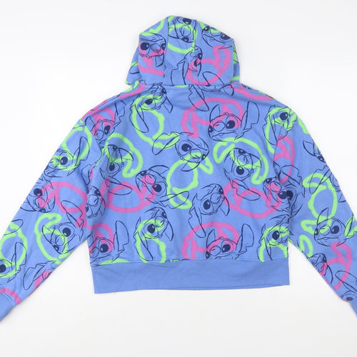 Primark Girls Blue Stitch Pullover Hoodie 13-14 Years Fleece Disney Lilo & Stitch