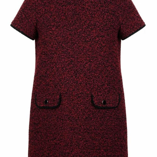 Dorothy Perkins Womens Red Shift Short Sleeve Tweed Dress Size 16