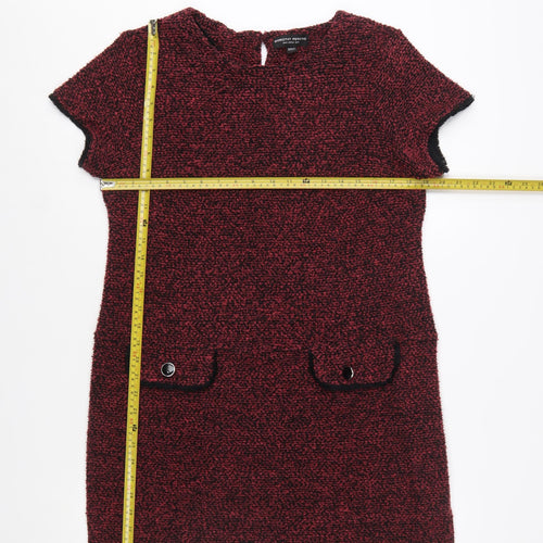 Dorothy Perkins Womens Red Shift Short Sleeve Tweed Dress Size 16