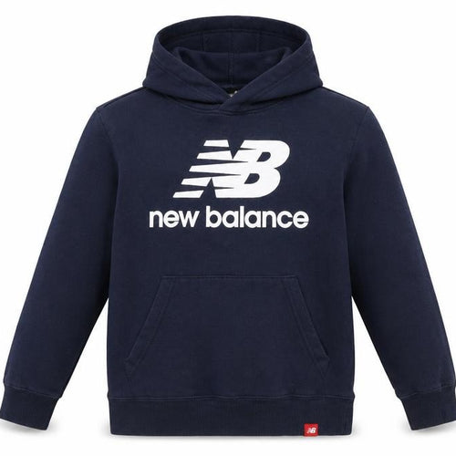 New Balance Boys Blue Pullover Hoodie Size 10-12 Logo Print Cotton Blend