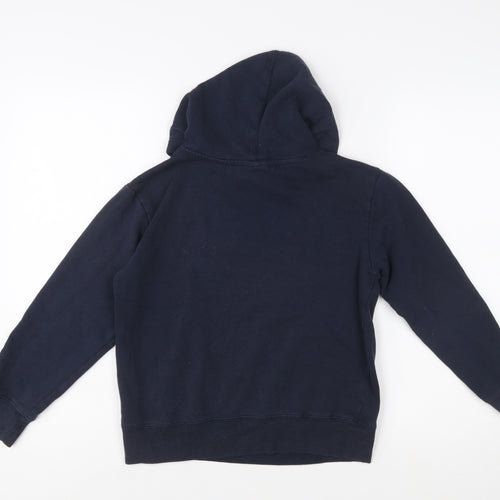 New Balance Boys Blue Pullover Hoodie Size 10-12 Logo Print Cotton Blend