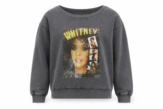 Front view of Next Women’s Grey Whitney Houston Graphic Pullover Sweatshirt L
