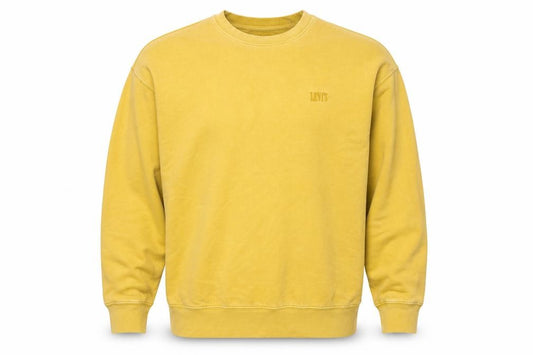 Front view of Levi's Men's Yellow Crew Neck Relaxed Sweatshirt, size L